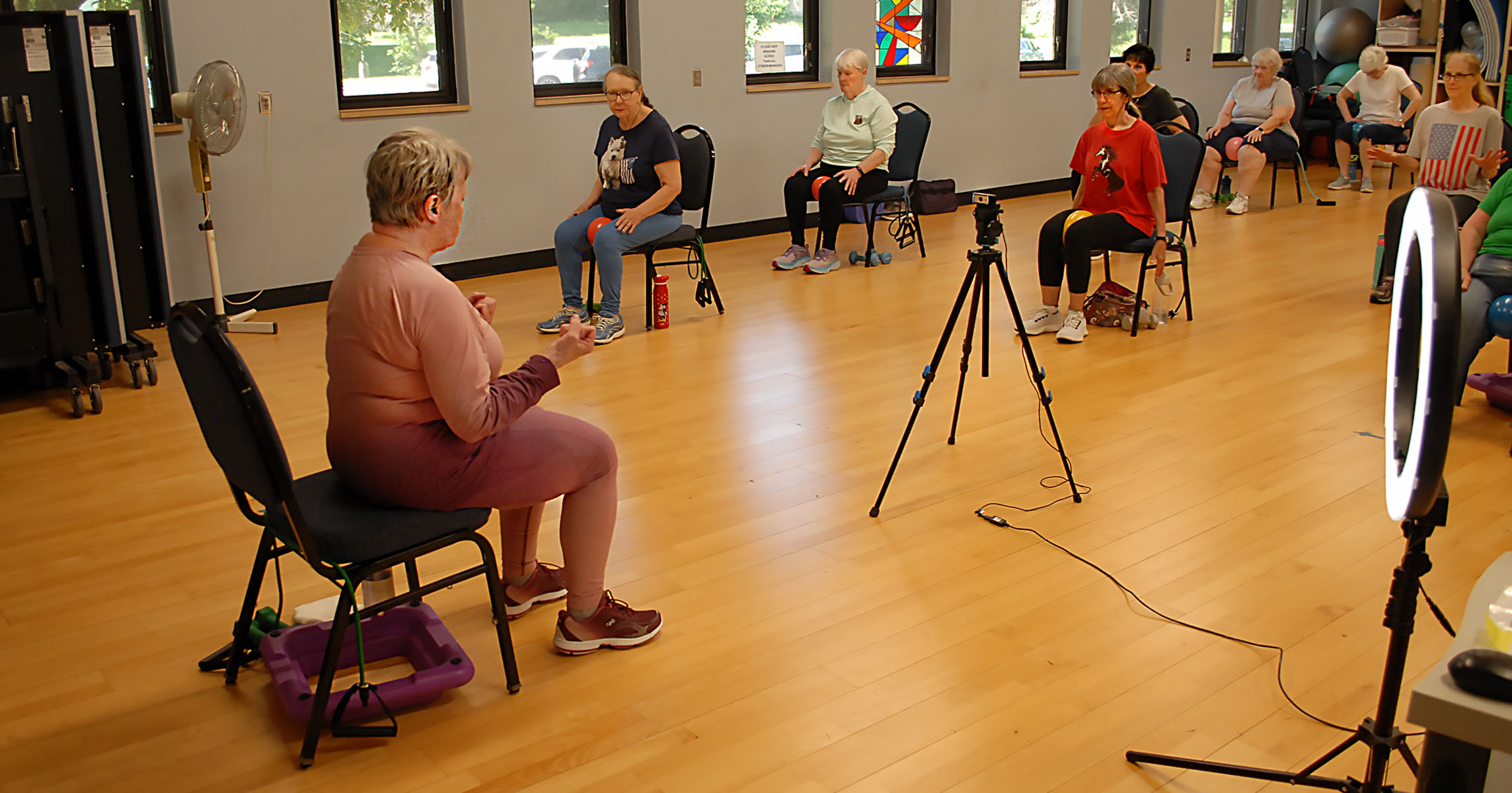 Zoom setup in Silver Sneakers class, 7/2025